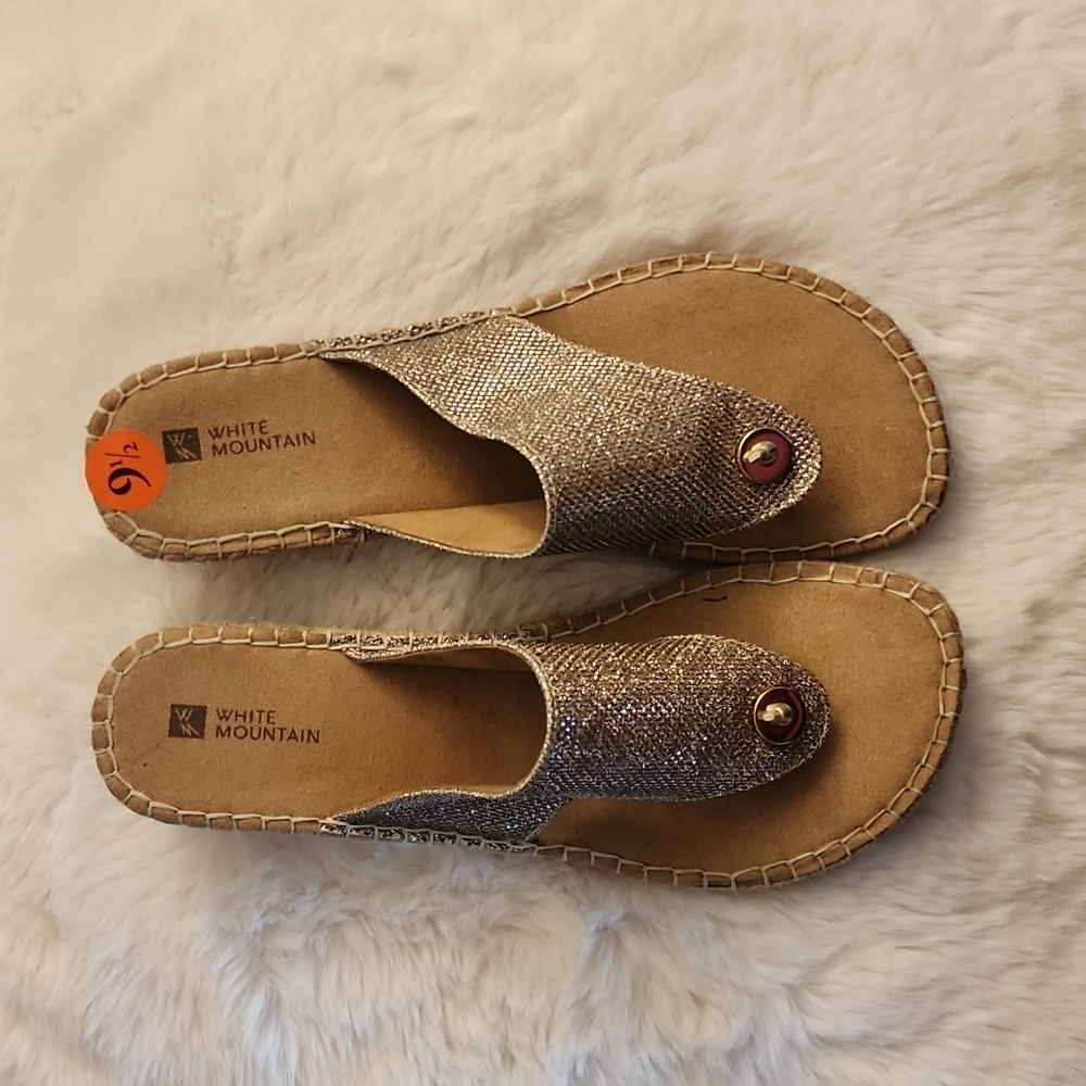 White Mountain wedge sandals